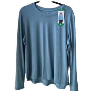 Danskin Ladies' Ribbed Long Sleeve Active Top | Size Medium Blue